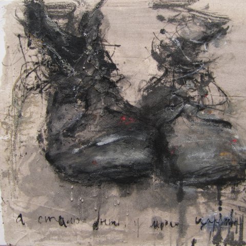 Right and Left. 2012. 50x70, acrylic, Chinese ink, sand on canvas (9)