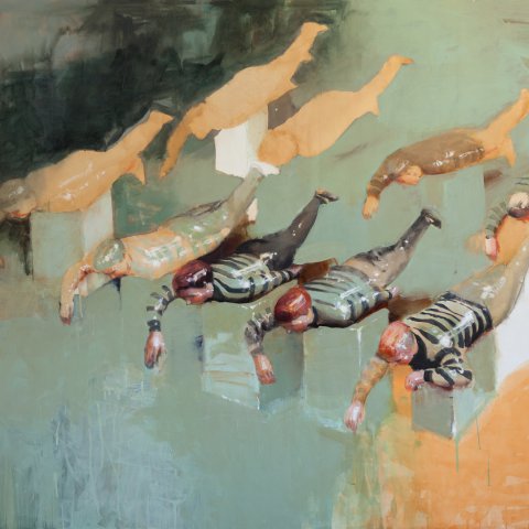 Swimming. 2017, 110x140, acrylic on canvas. Плывущие | Natalya Zaloznaya. Наталья Залозная.