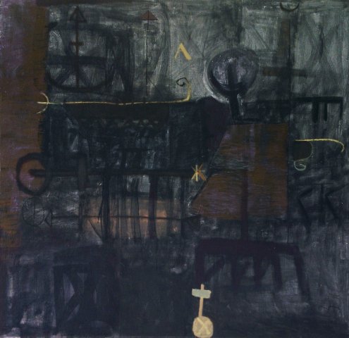 Composition. 1990. 130x130, oil on canvas. (painting is in the collection of the Tretyakov Gallery)
